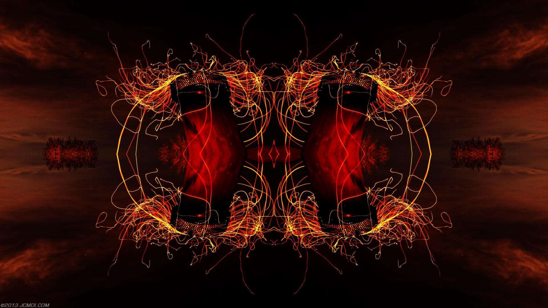 Quadroscopic composite trails: Zoomed 5D clouds moon chimney sparks and stars